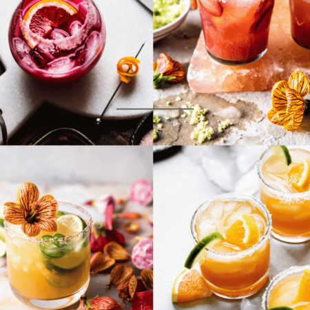 Collage of flavored margaritas.