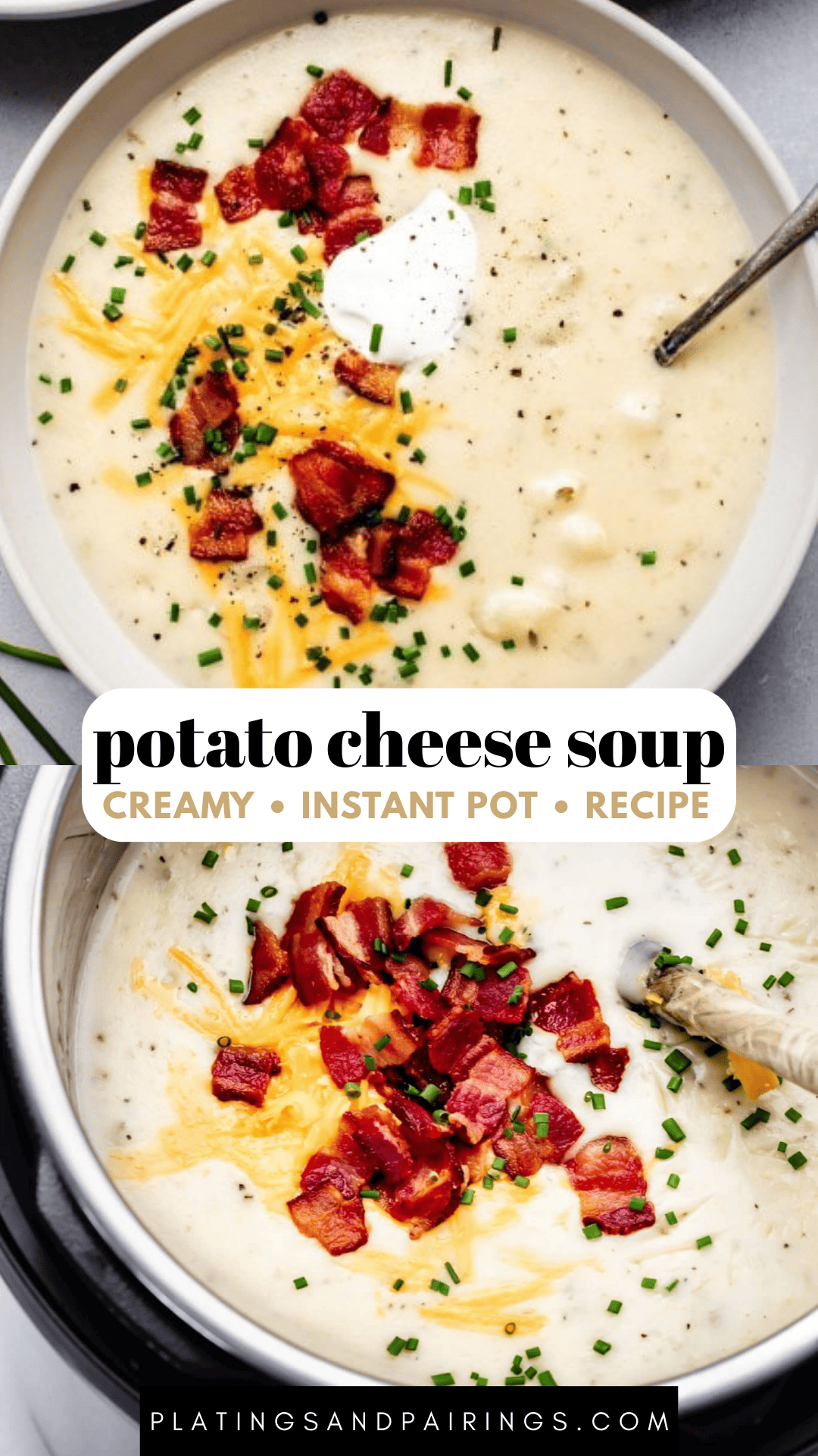 Instant Pot Cheesy Potato Soup (Loaded with Toppings)