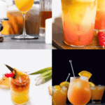 Collage of rum cocktails.