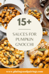 Collage of sauces for pumpkin gnocchi with text overlay.