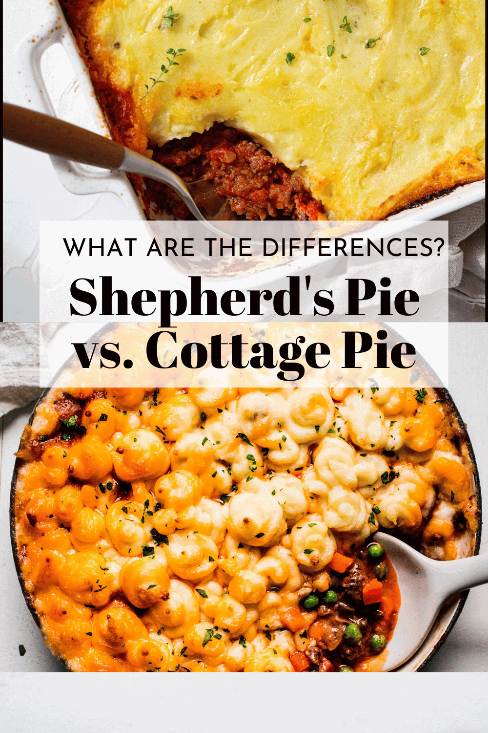 Collage of shepherd's pie and cottage pie with text overlay.