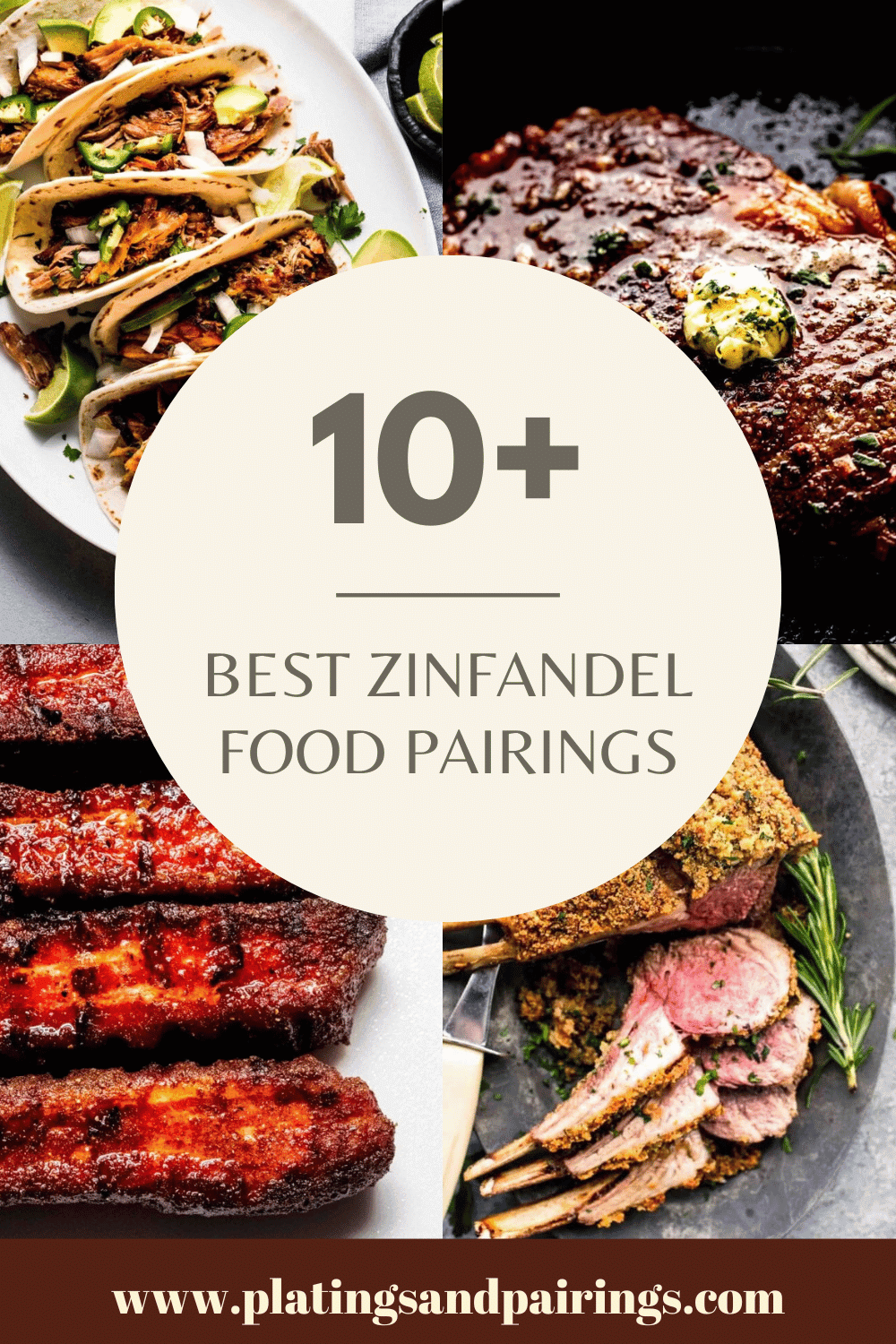 Collage of Zinfandel food pairings with text overlay.