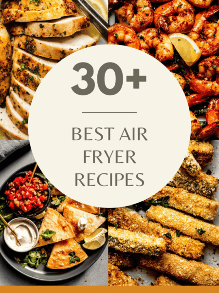 Collage of air fryer recipes with text overlay.