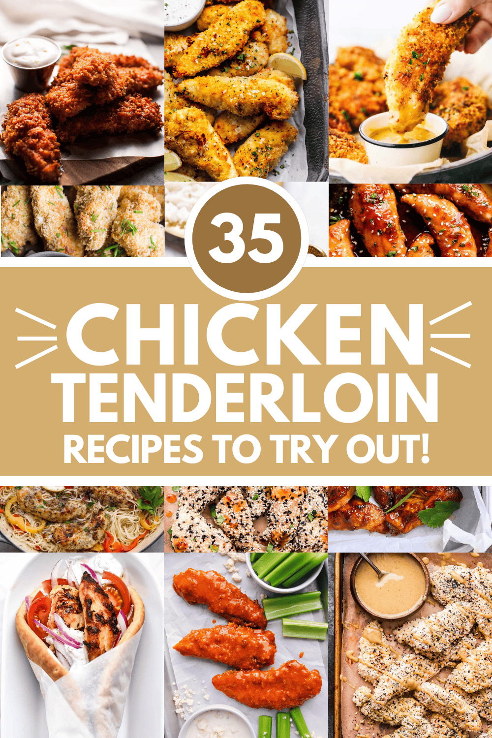 Collage of chicken tenderloin recipes with text overlay.
