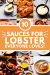 Collage of sauces for lobster with text overlay.