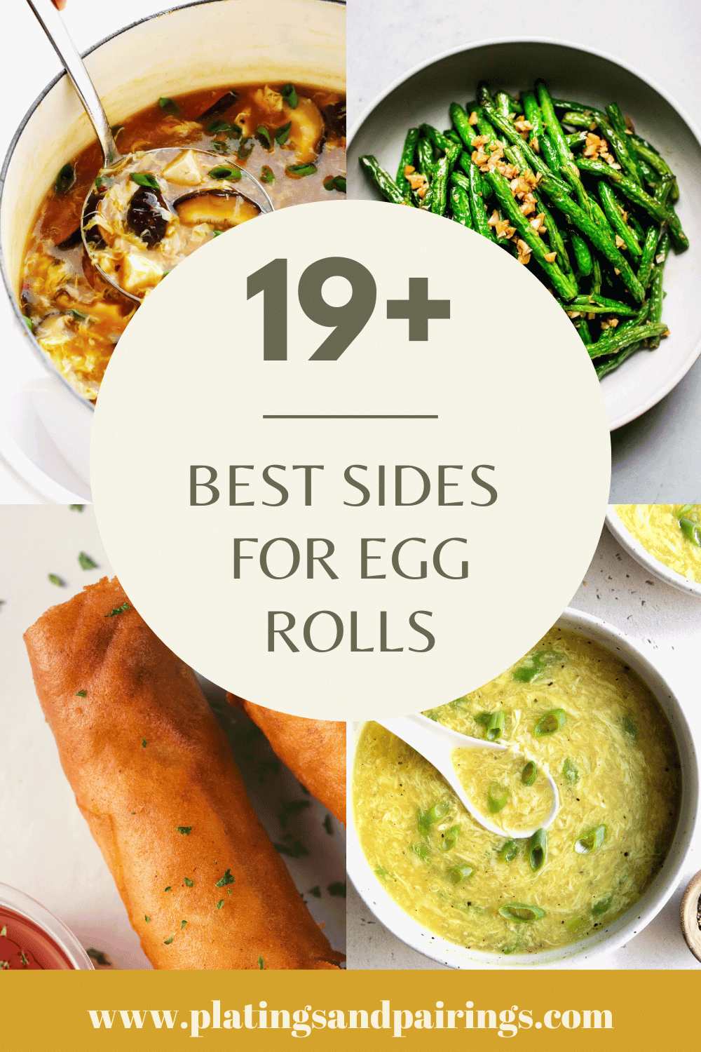 Collage of sides for egg rolls with text overlay.