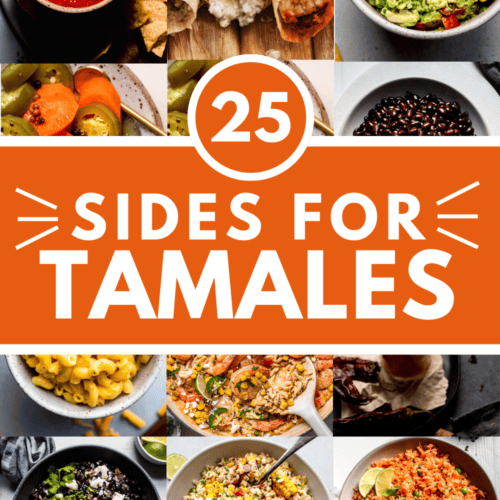 Collage of sides for tamales with text overlay.