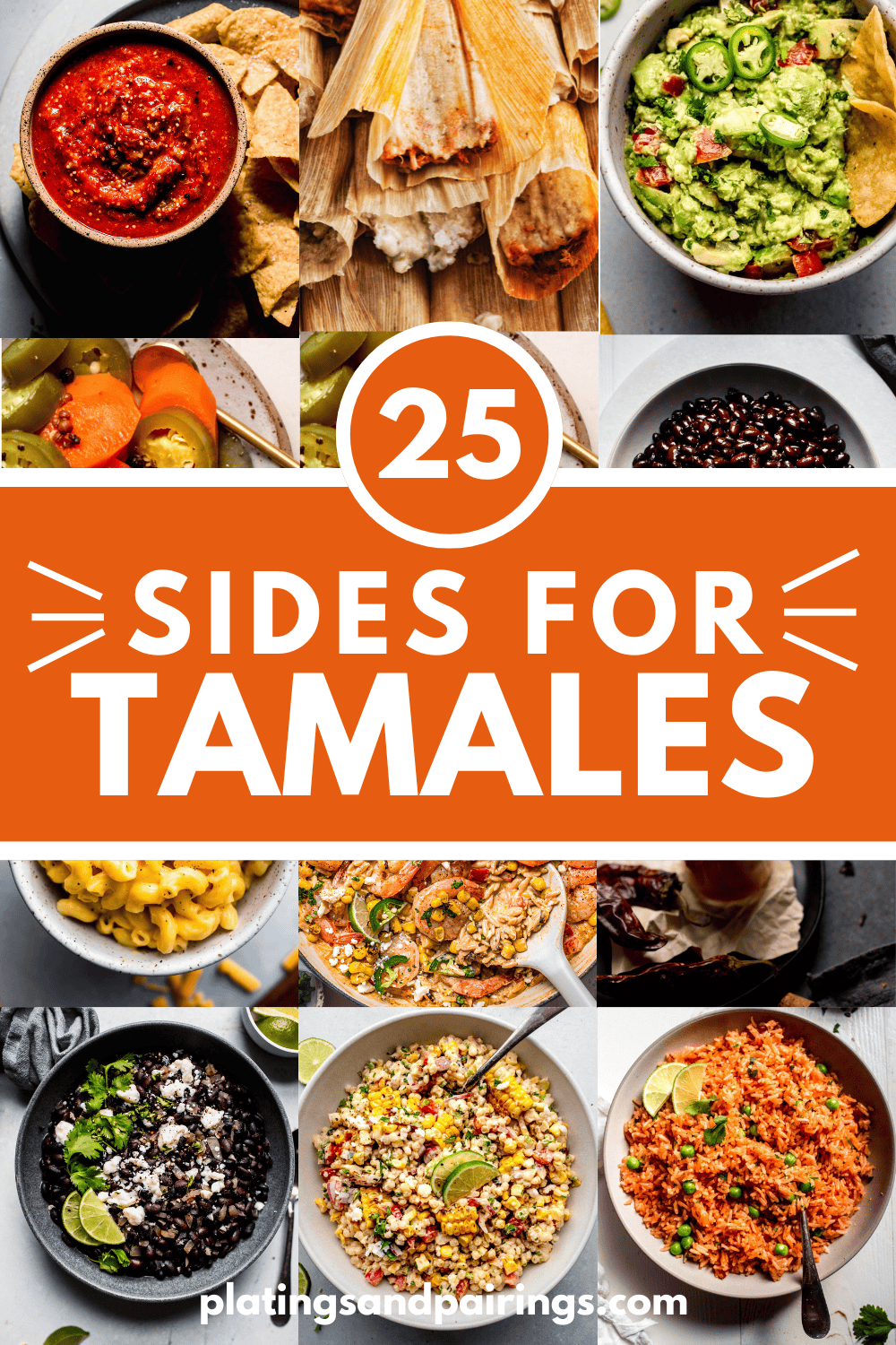 Collage of sides for tamales with text overlay.