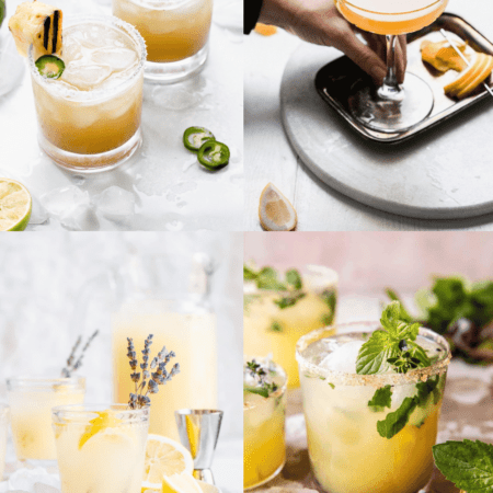 Collage of yellow cocktails.