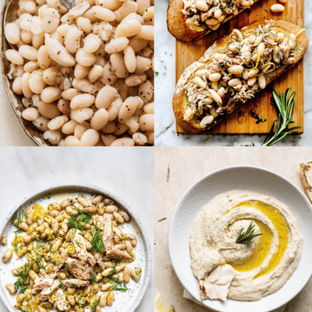 Collage of cannellini bean recipes.