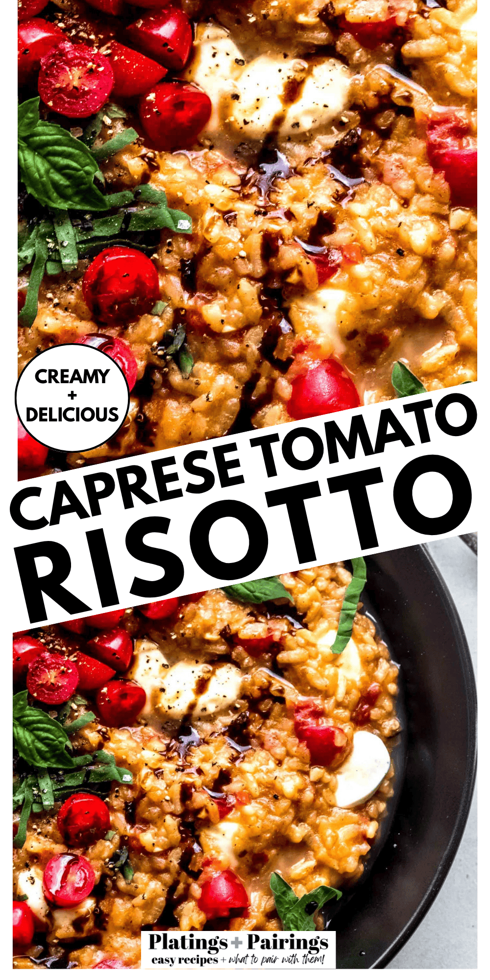 Caprese Risotto (Creamy Tomato Mozzarella Risotto)