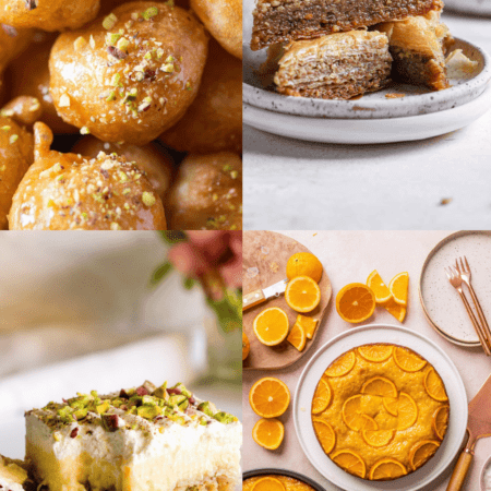 Collage of Greek desserts.