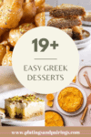 Collage of Greek desserts with text overlay.