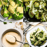 Collage of sauces for broccoli.
