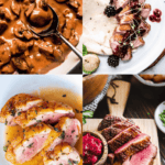 Collage of sauces for duck.