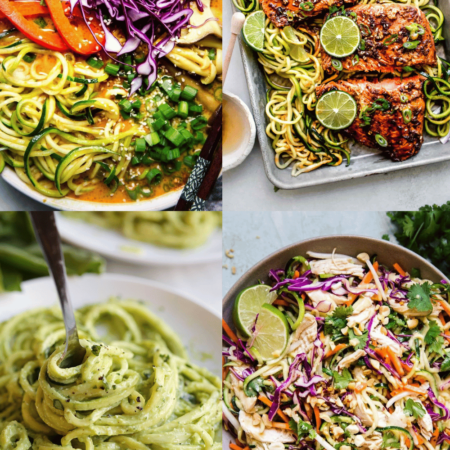 Collage of zoodle recipes