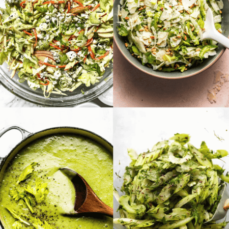 Collage of celery recipes.