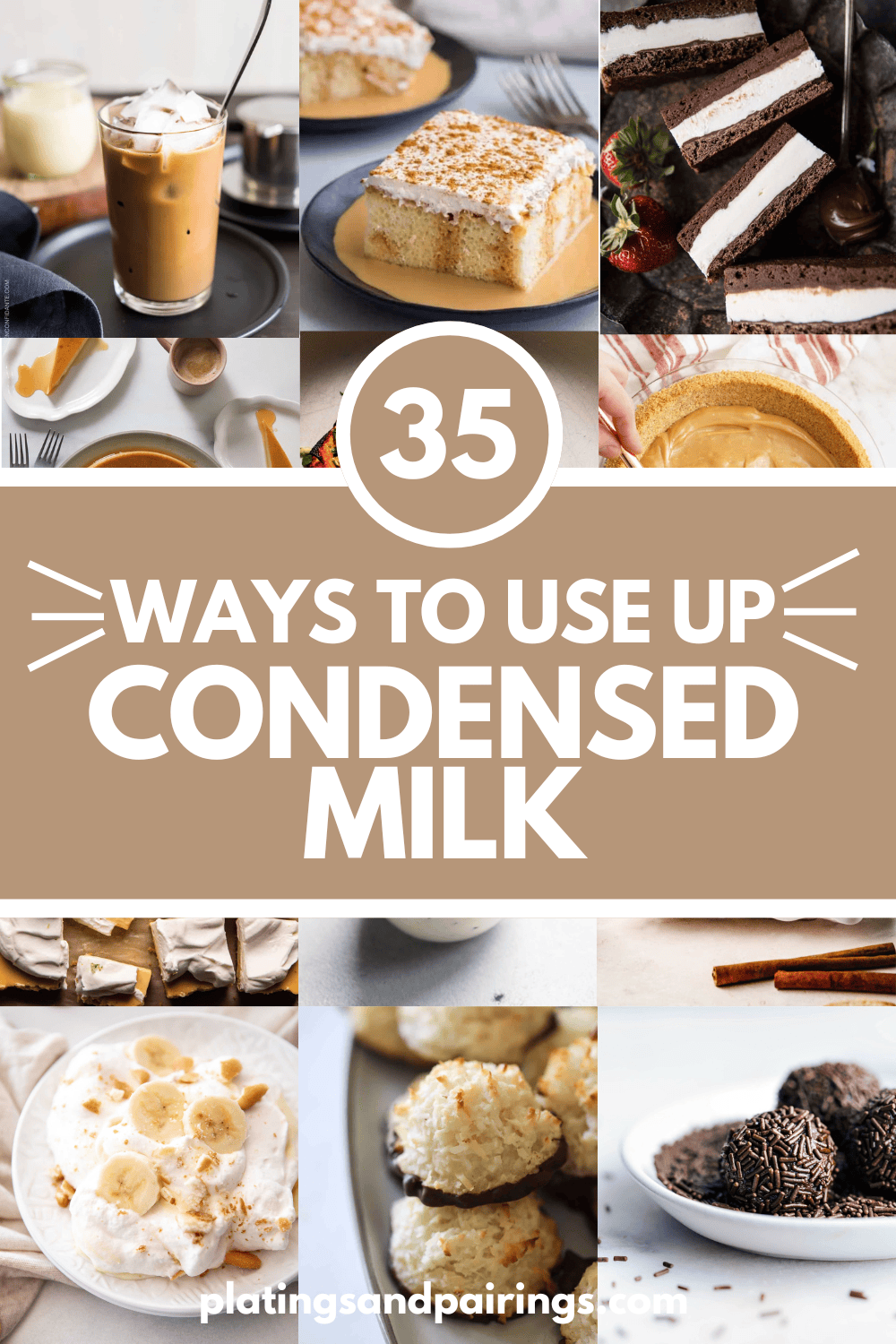 Collage of condensed milk recipes with text overlay.