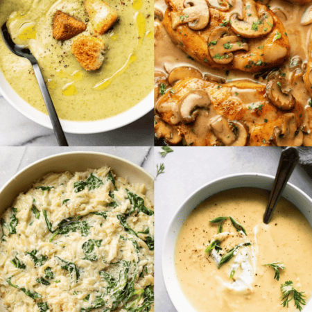 Collage of recipes that use heavy cream.