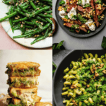 Collage of recipes that use pesto.