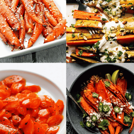 Collage of sauces for carrots.