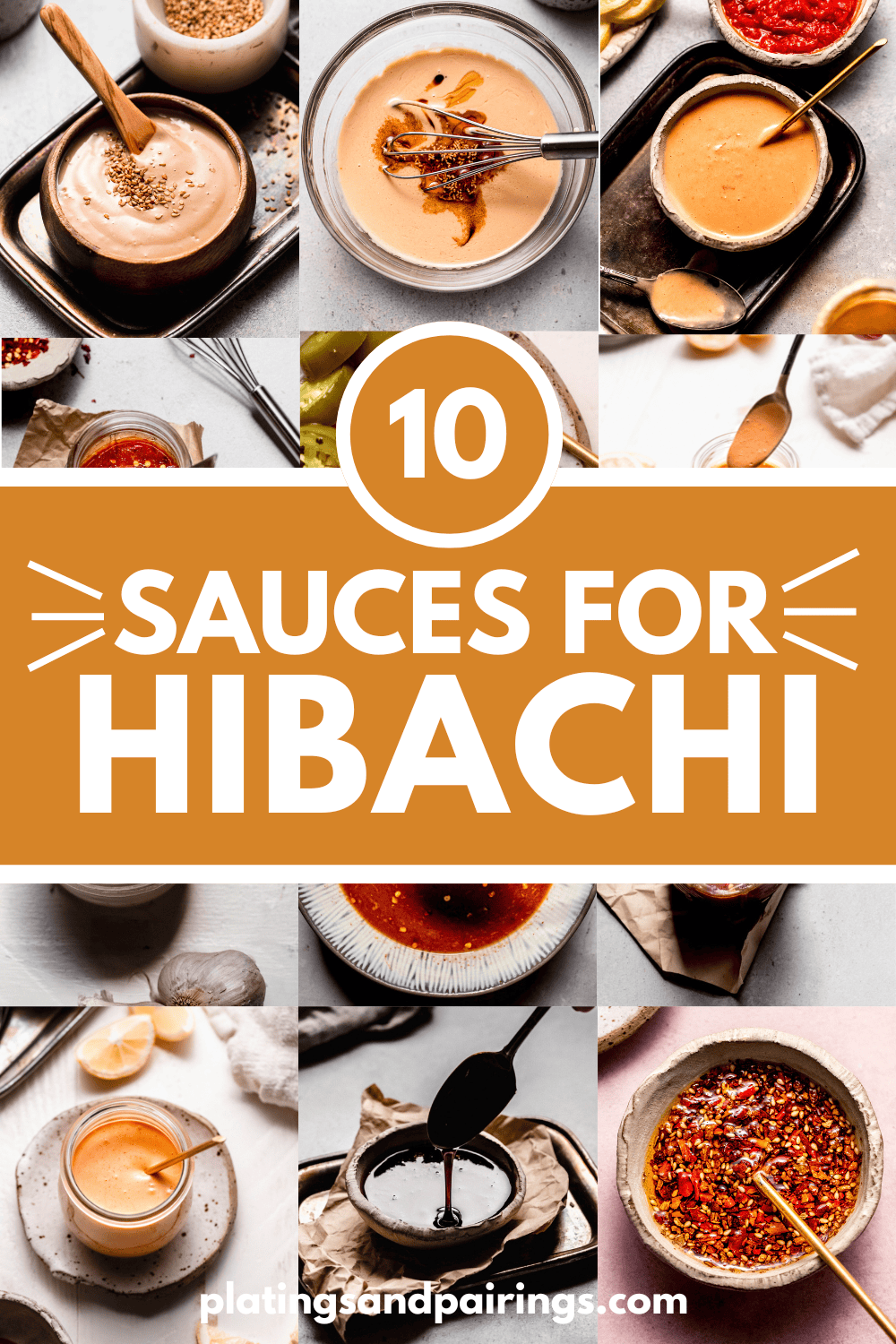 Collage of sauces for hibachi with text overlay.