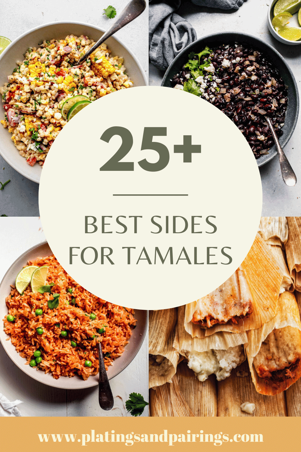 Collage of sides for tamales with text overlay.