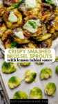 Tahini Brussel Sprouts pinterest image.