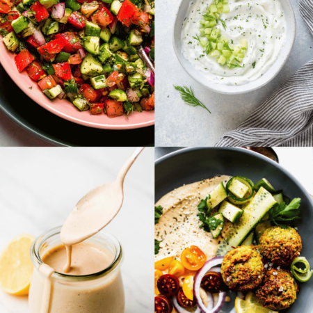 Collage of what to serve with falafel.