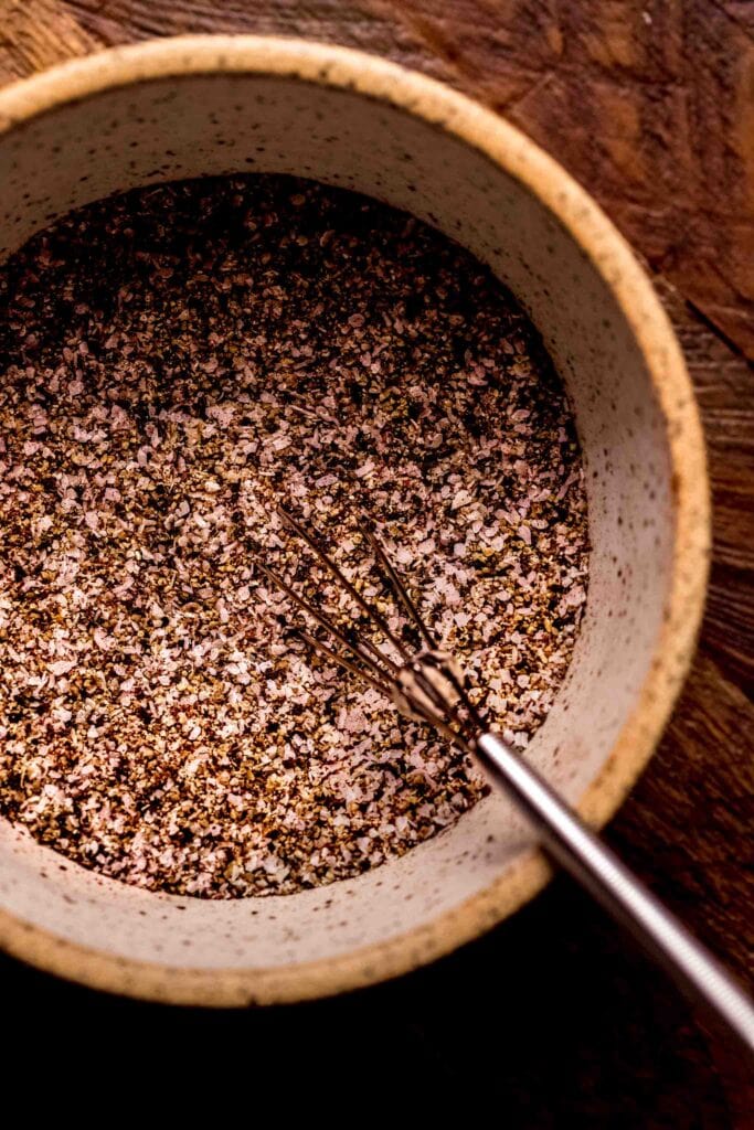 Spices whisked together in small bowl. 