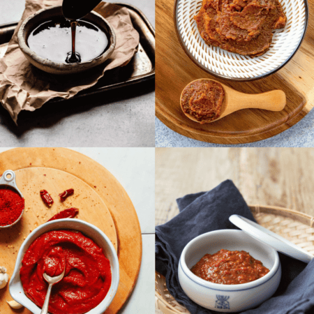 Collage of Korean BBQ sauces.