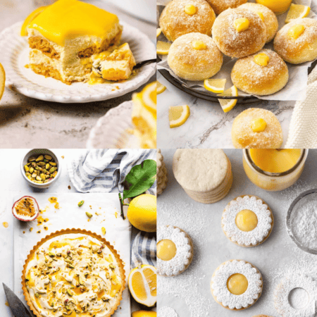 Collage of recipes using lemon curd.