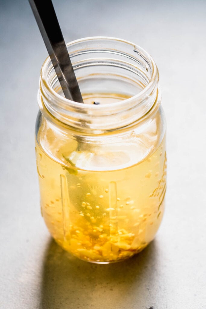Pickle brine in jar. 