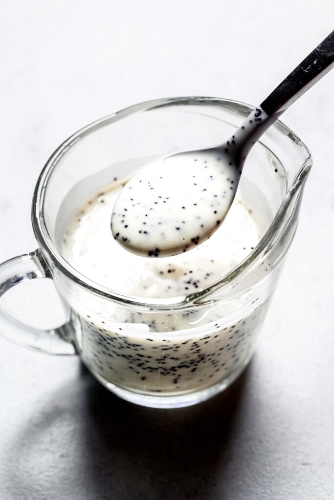 Spoonful of poppyseed dressing.