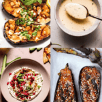 Collage of sauces for eggplant.