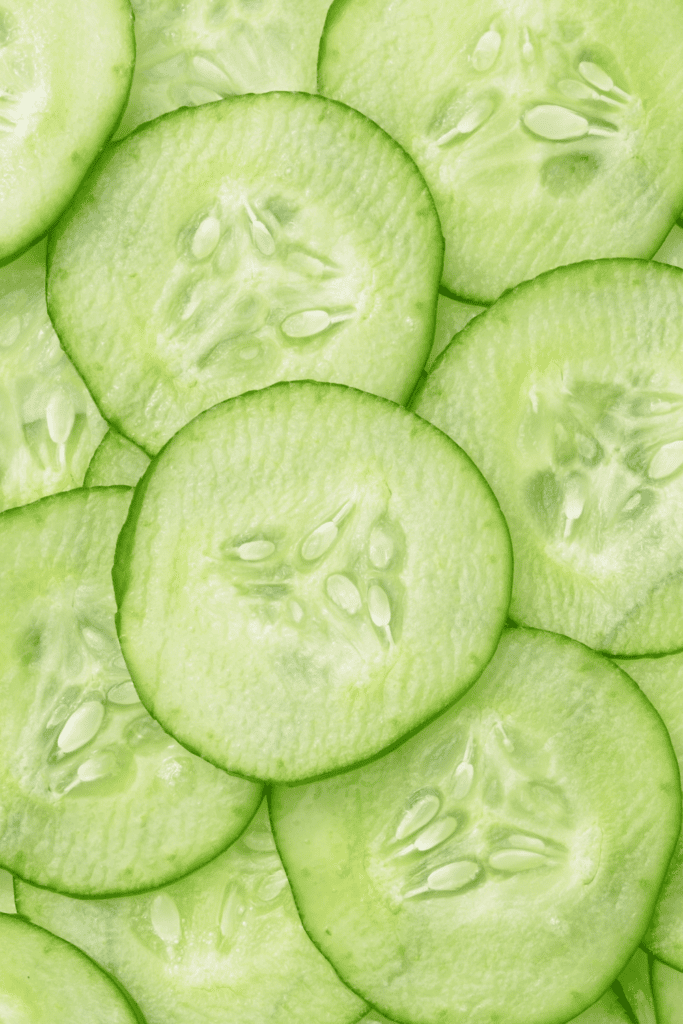 Sliced cucumbers.