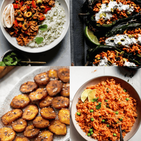 Collage of side dishes for empanadas.