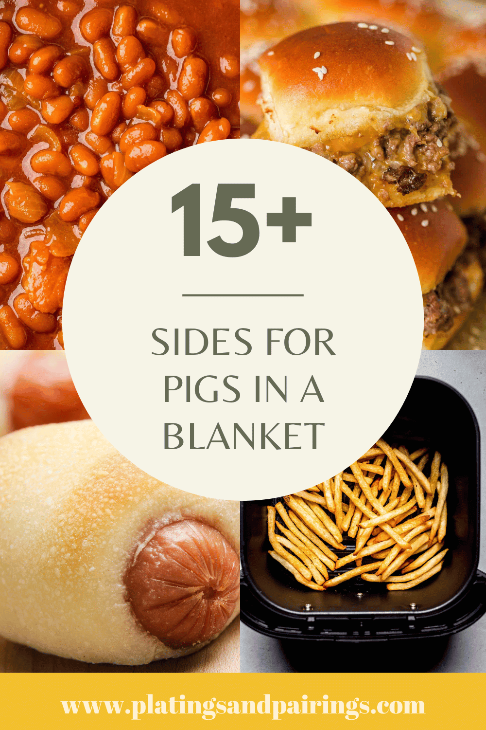 Collage of sides for pigs in a blanket with text overlay.