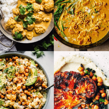 Collage of cauliflower recipes.