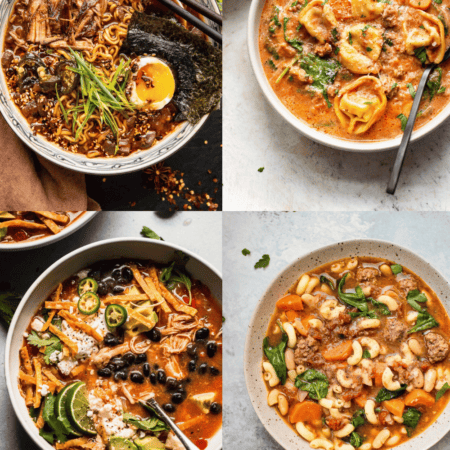 Collage of crockpot soups.