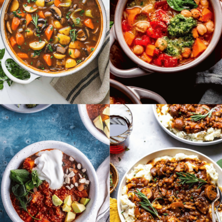 Collage of vegetarian stews.