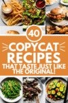 Collage of restaurant copycat recipes with text overlay.
