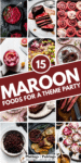 Collage of maroon foods with text overlay.