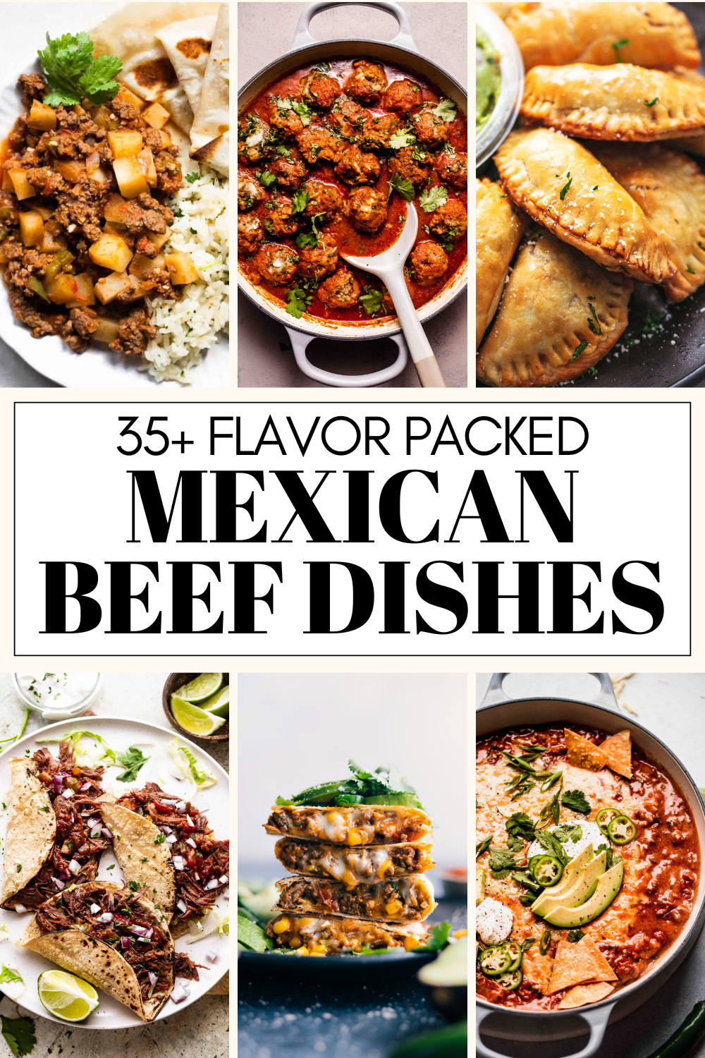 Collage of Mexican beef recipes with text overlay.