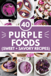 Collage of purple foods with text overlay.