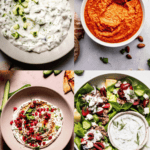 Collage of sauces for gyros.