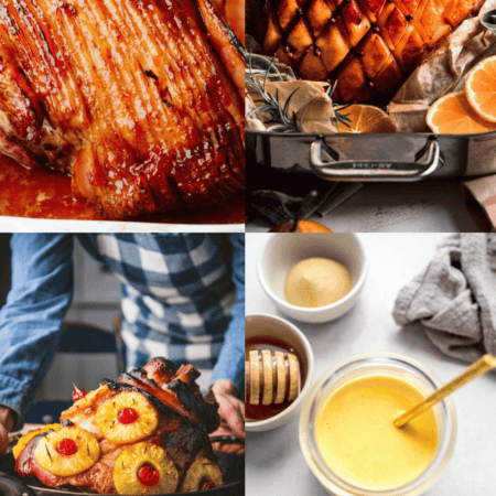 Collage of sauces for ham.