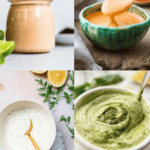 Collage of sauces for wraps.