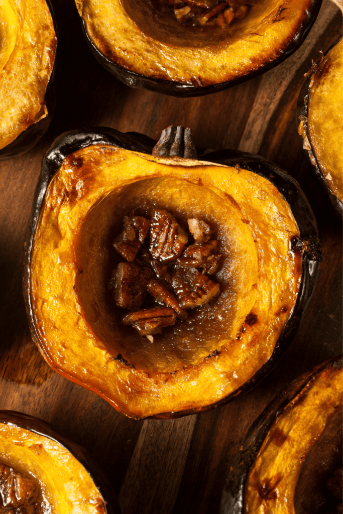 Cooked acorn squash.