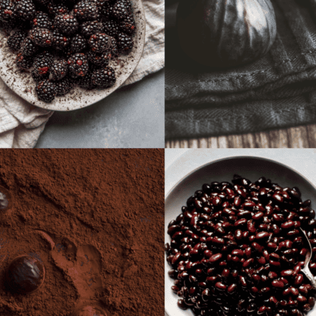 Collage of black foods.
